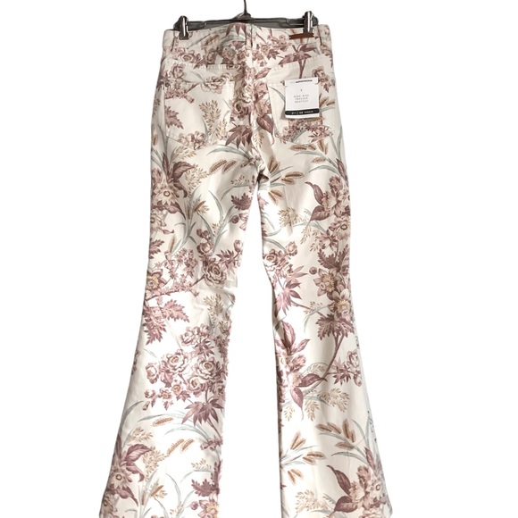NWTs Pilcro/Anthropologie High Rise Boot Cut Cream & Brown Floral Jeans, Sz 29 - Picture 12 of 13